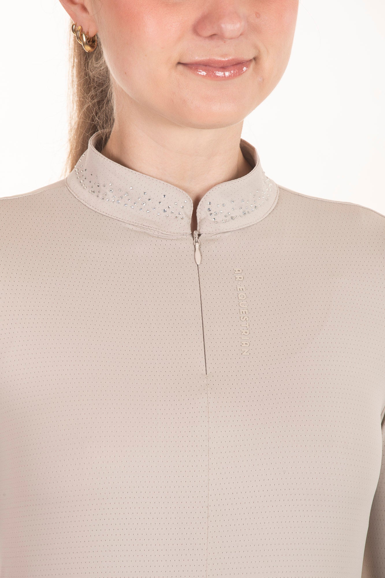 Black Crystal Round Neck Equestrian Shirt