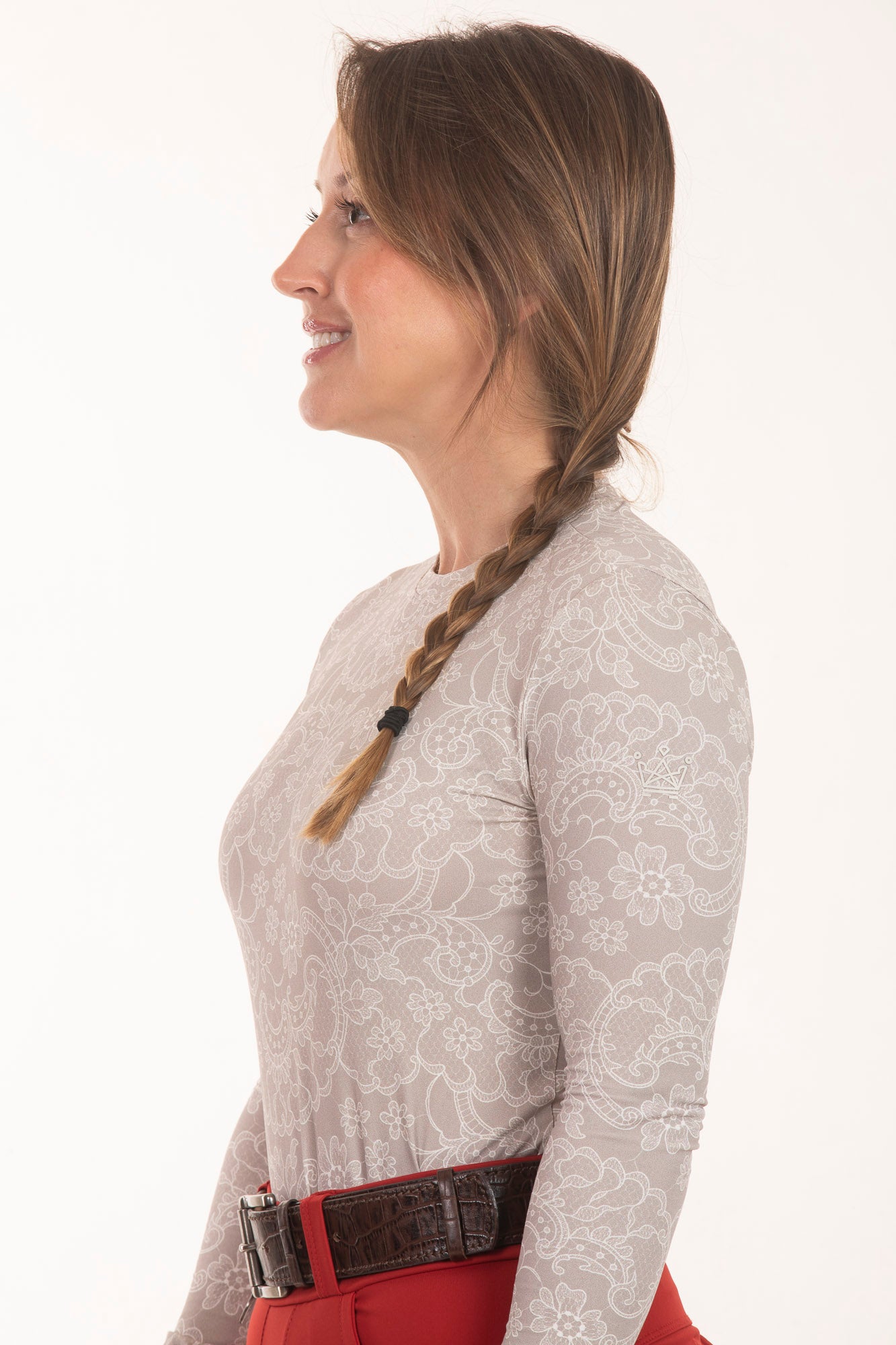 Camiseta Básica Hipismo Manga Longa Renda Boho