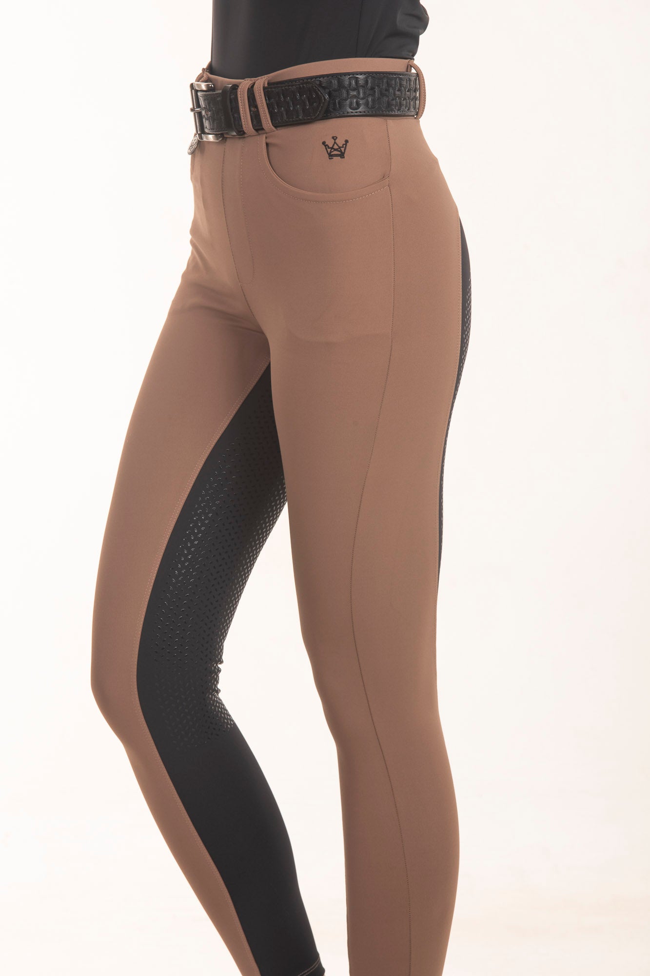Culote Hipismo Legging Bicolor Cappuccino e Preto