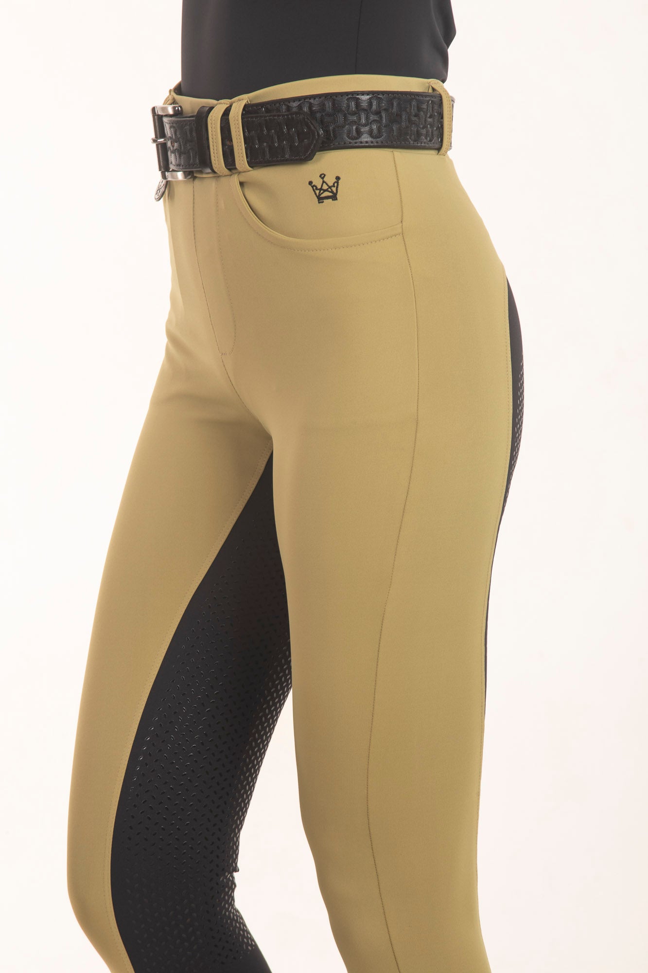 Equestrian Breeches Two-Tone Leggings Silver and Black