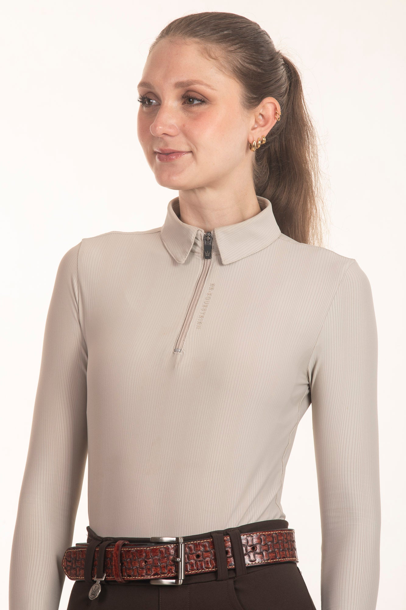 Black Crystal Round Neck Equestrian Shirt