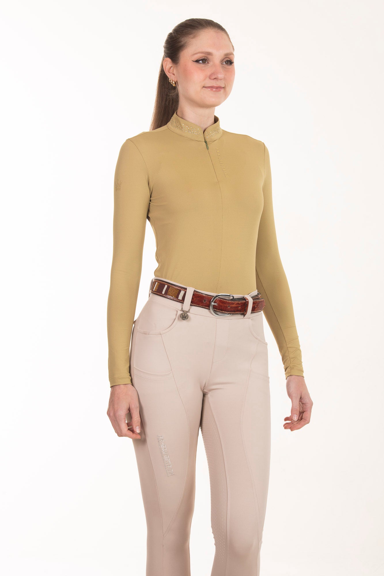 Black Crystal Round Neck Equestrian Shirt