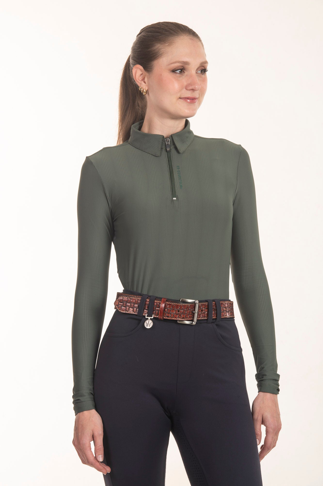 Black Crystal Round Neck Equestrian Shirt
