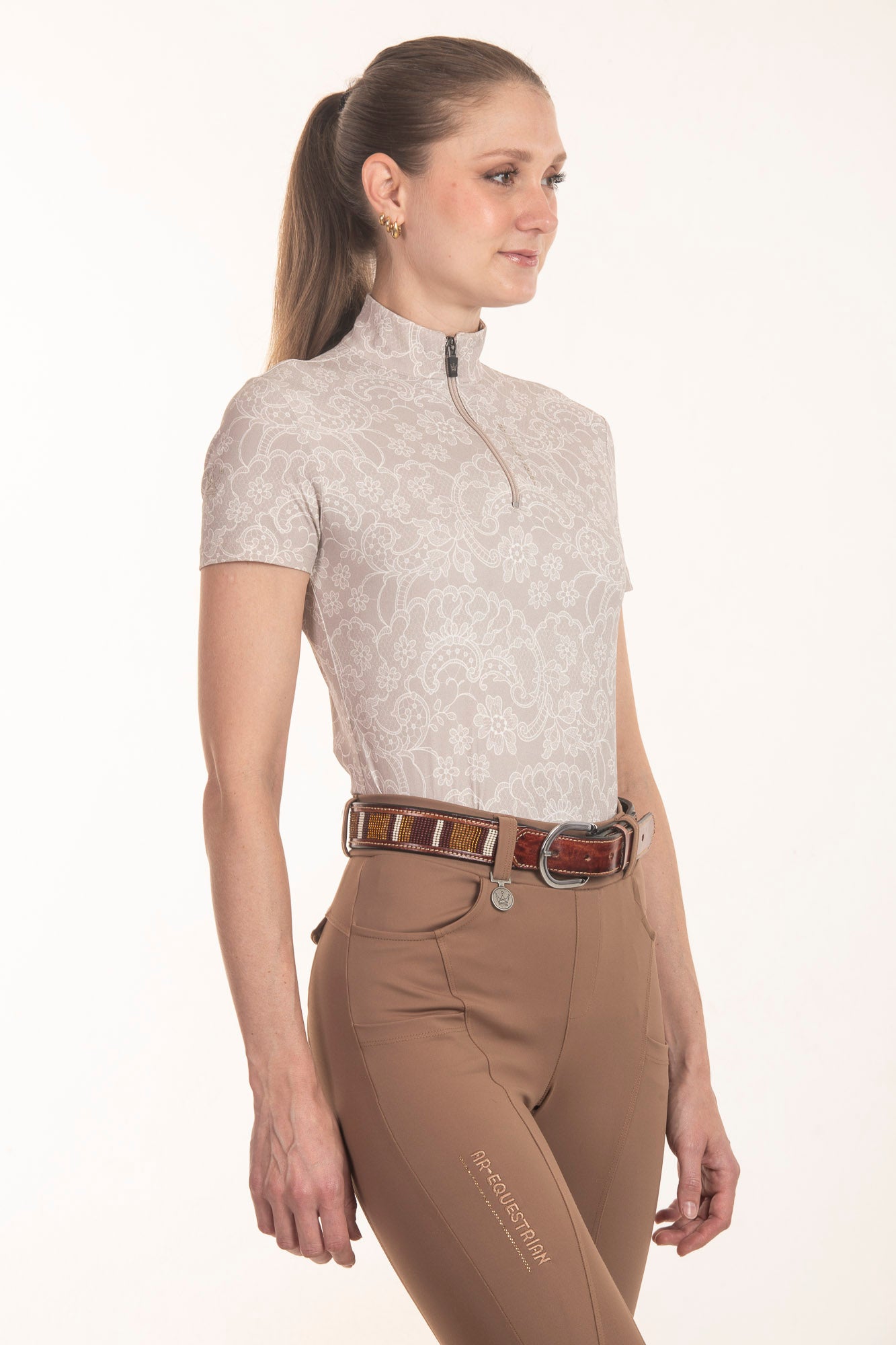 Camisa Hipismo Manga Curta Renda Boho