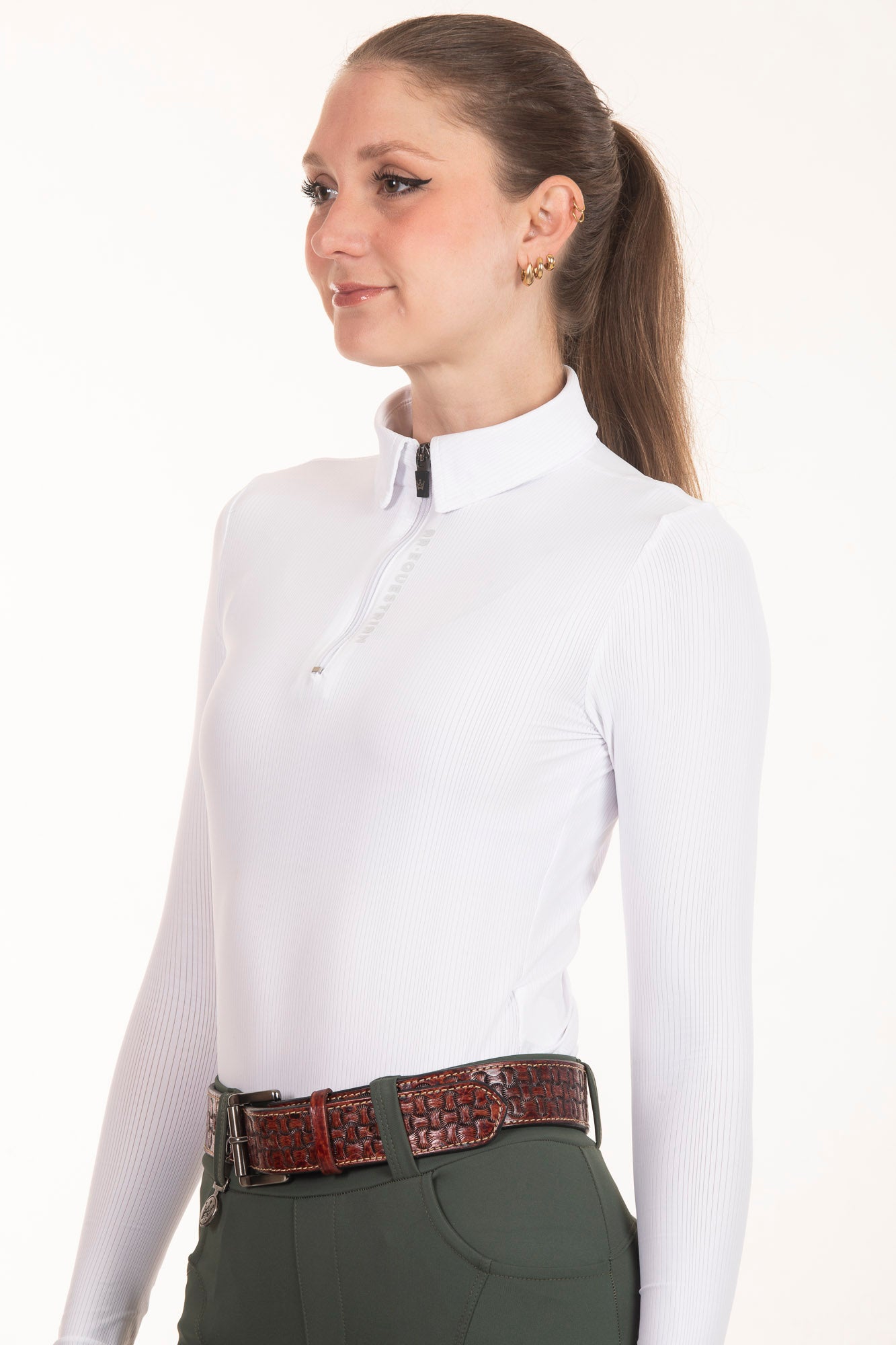 Black Crystal Round Neck Equestrian Shirt