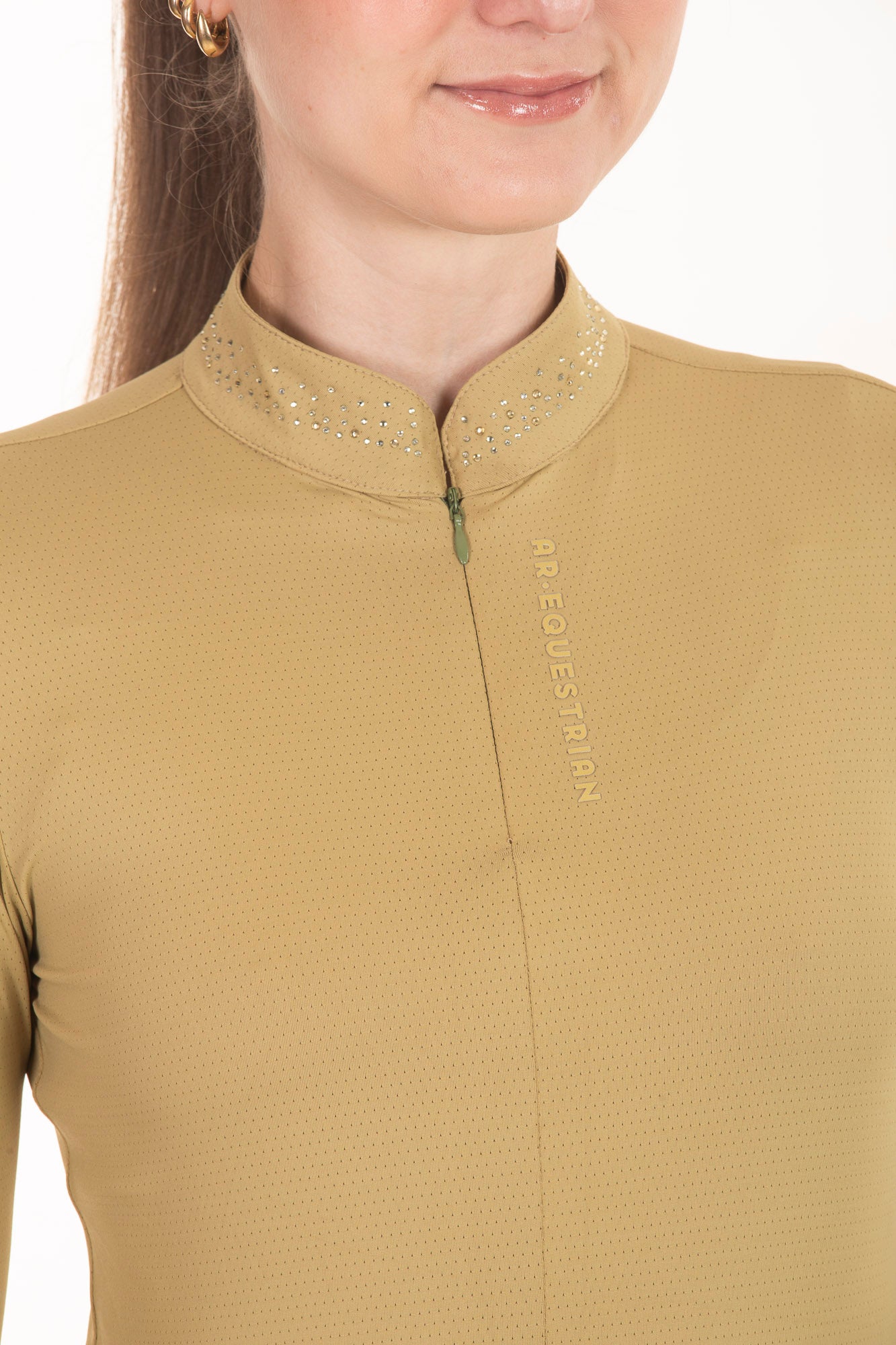 Black Crystal Round Neck Equestrian Shirt