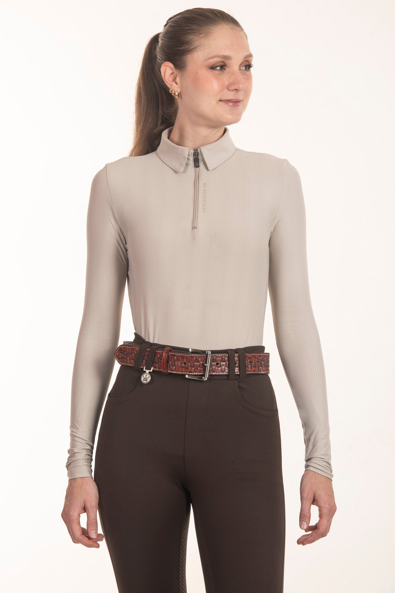 Black Crystal Round Neck Equestrian Shirt