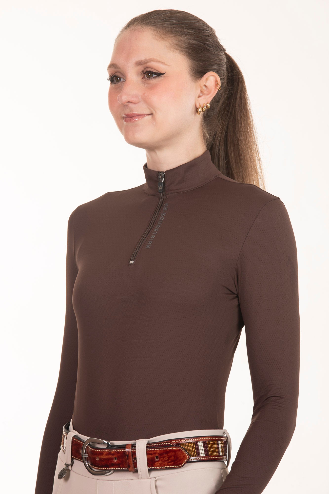 Camisa Hipismo Fresh Manga Longa Café