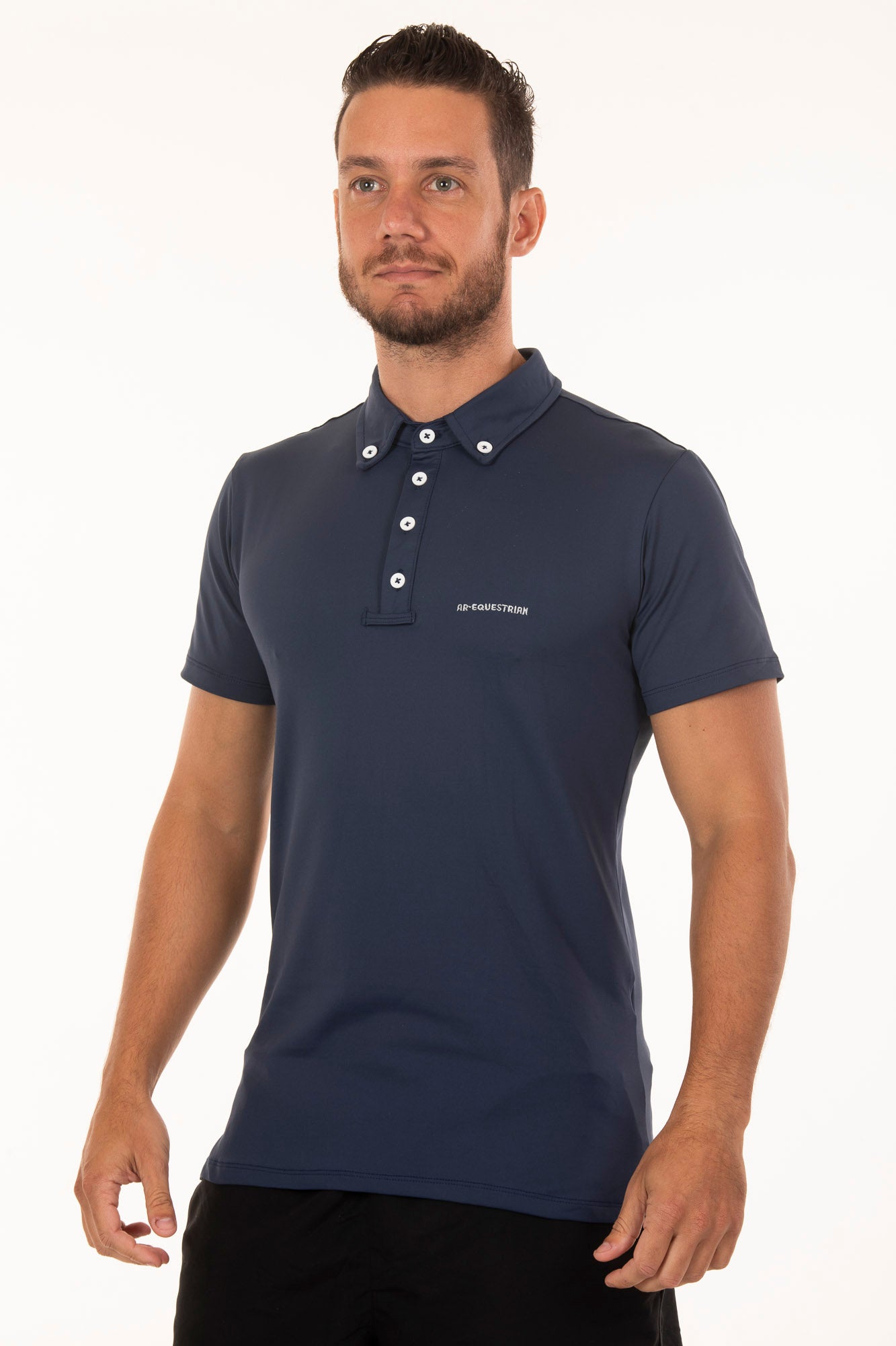 Camisa Polo Treino Hipismo Masculina Manga Curta Marinho