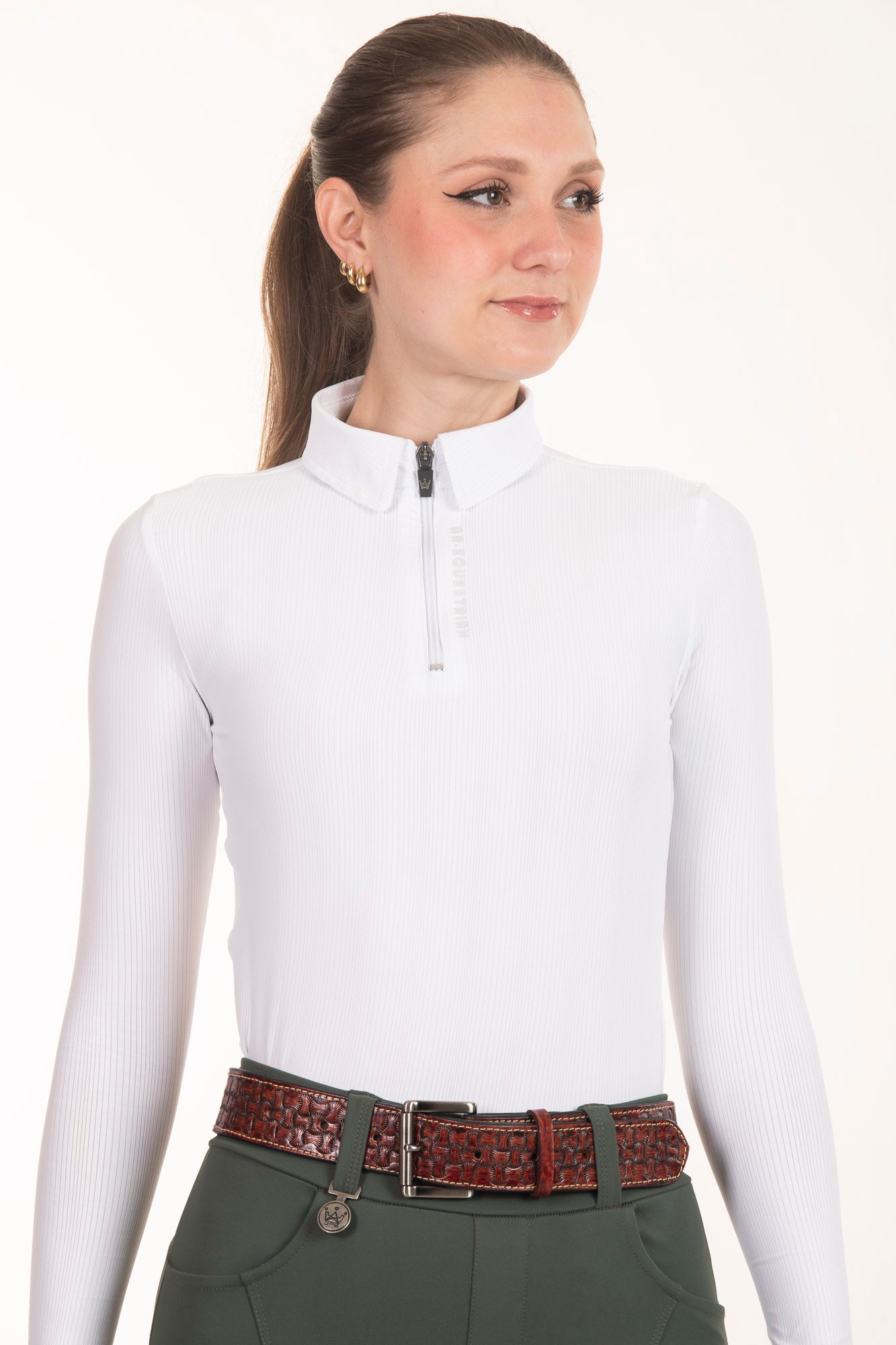Black Crystal Round Neck Equestrian Shirt
