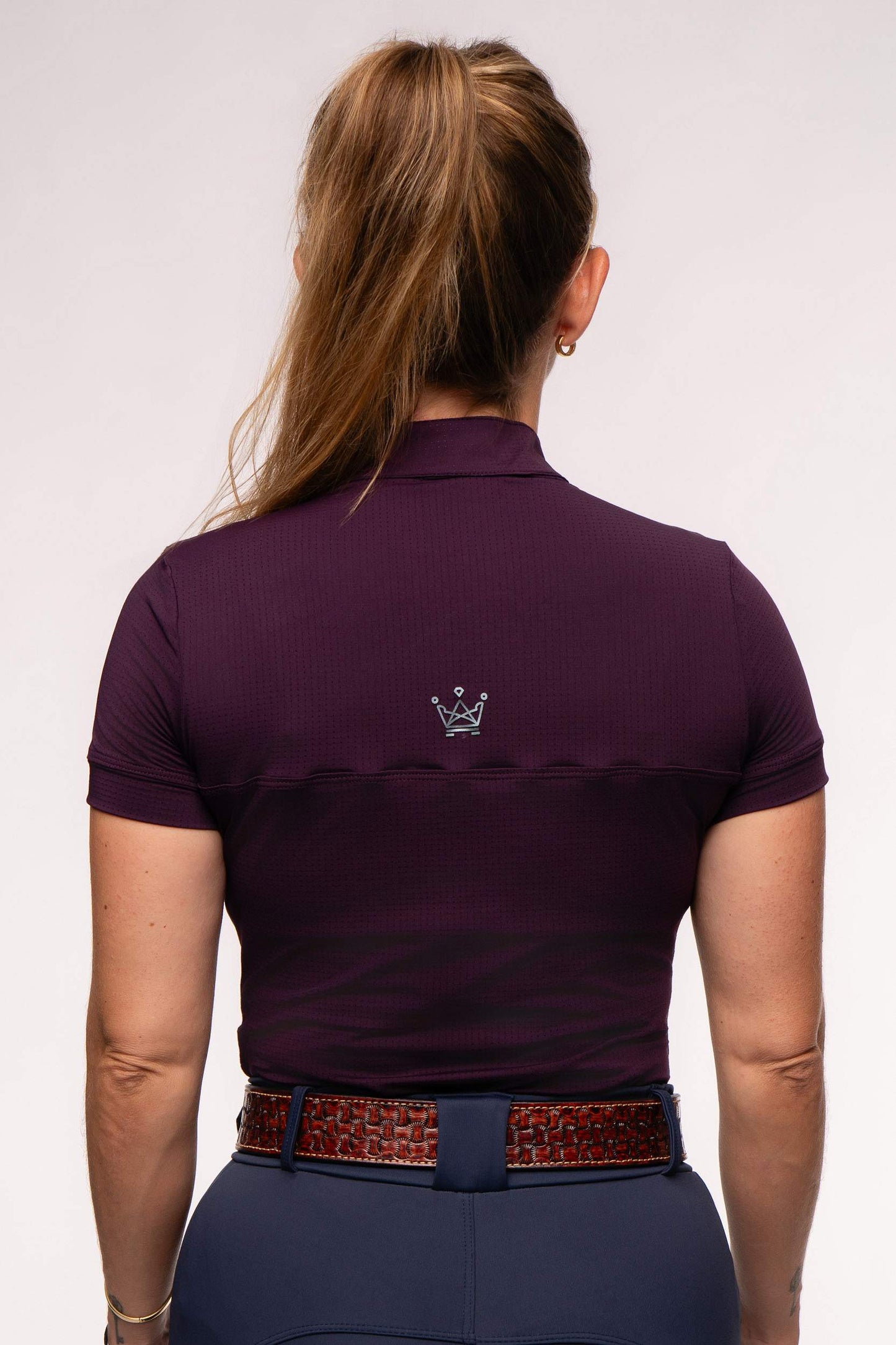 Camisa Hipismo Gola Redonda Painel Manga Curta Malbec