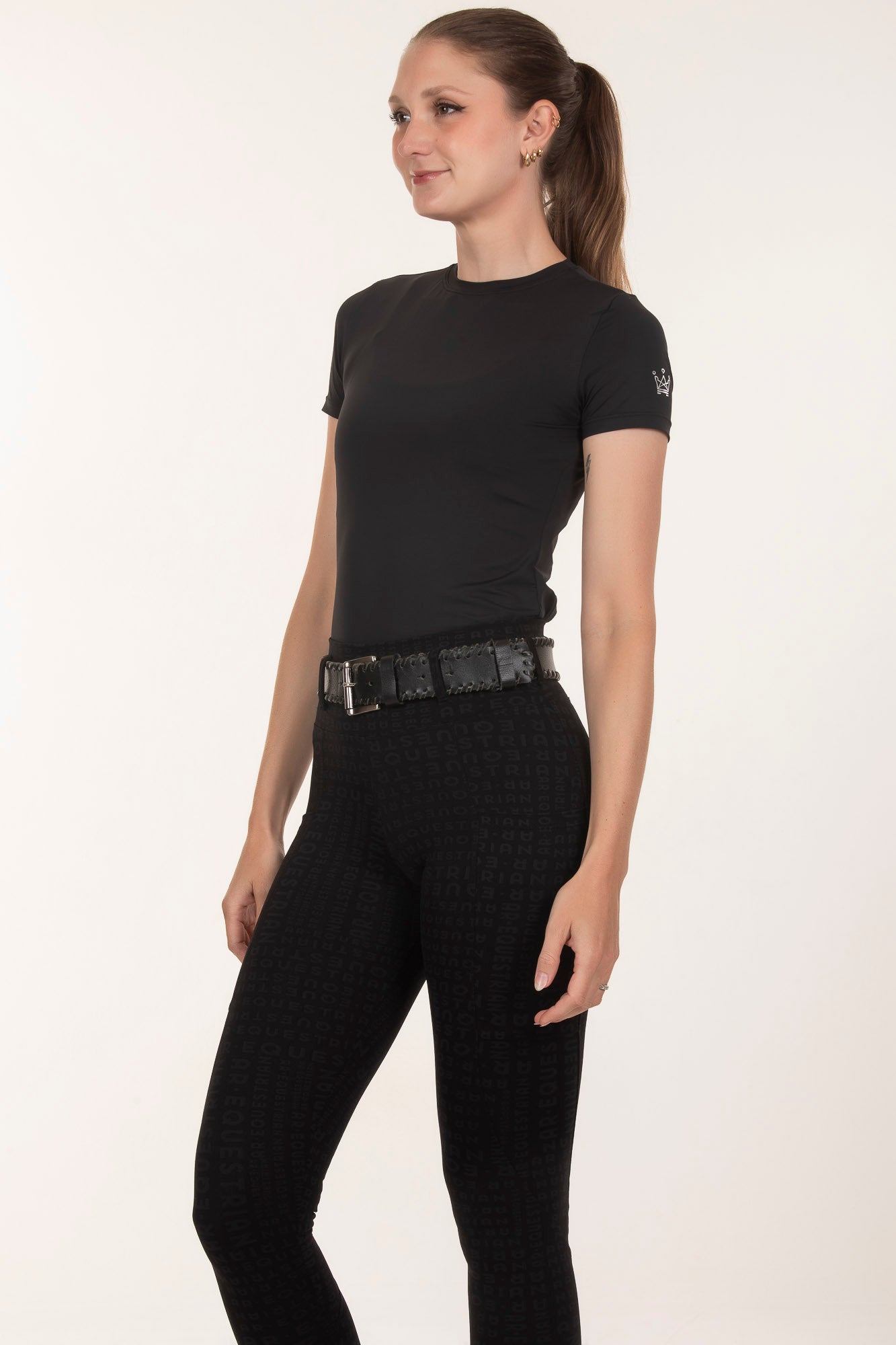 Black Fitness Equestrian Leggings AR Eq Logo