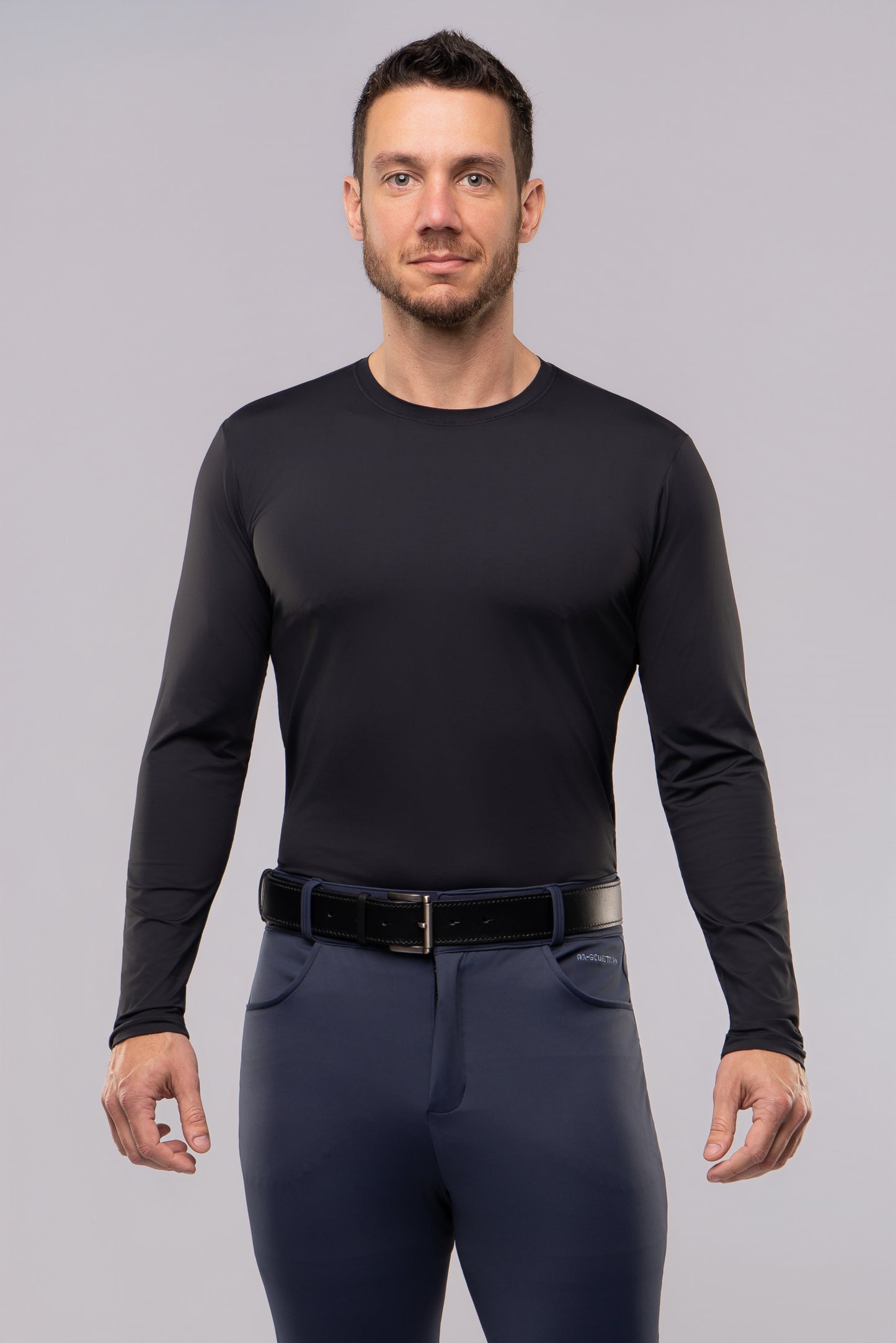 Camiseta Hipismo Masculina Manga Longa Preta