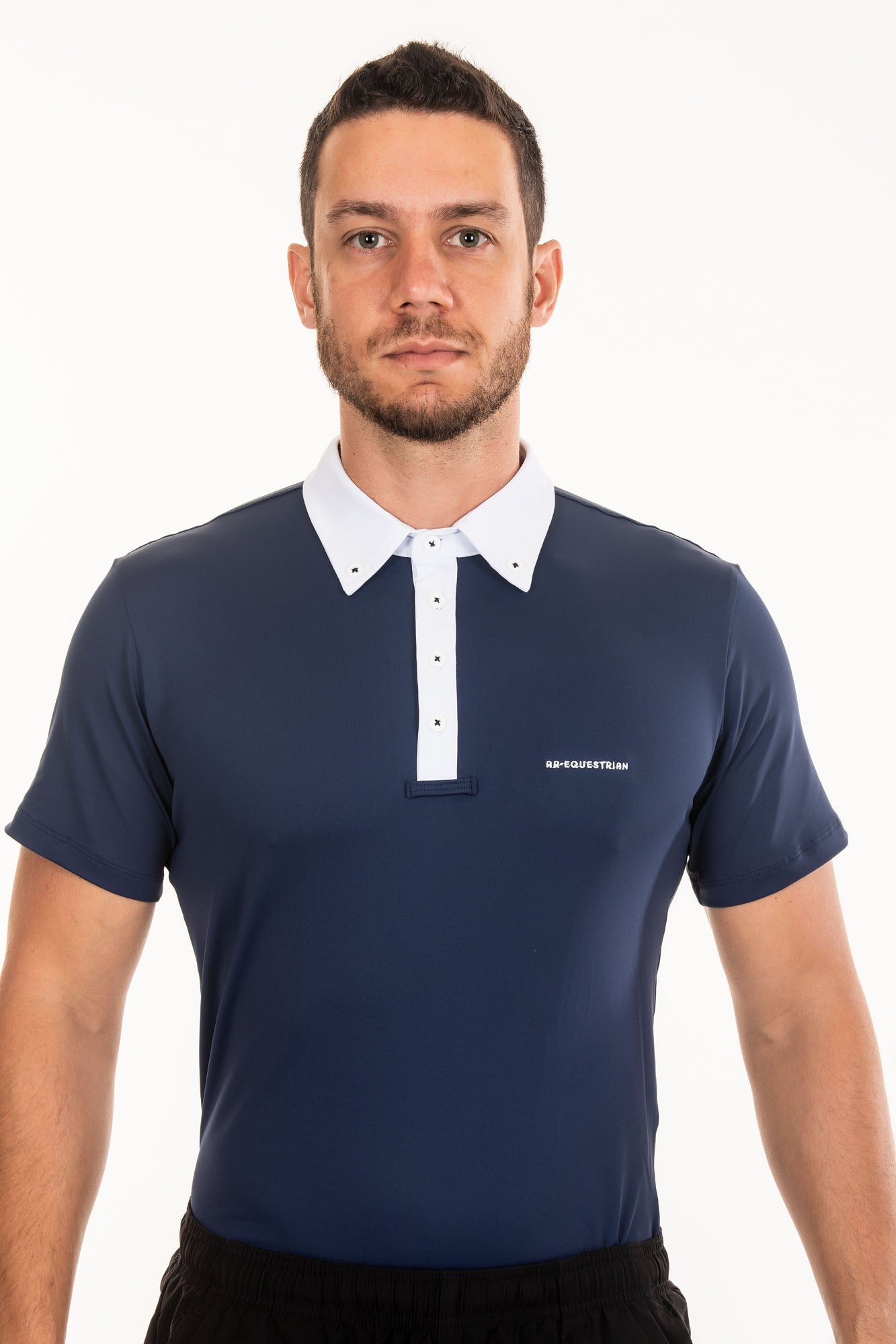 Camisa Hipismo Masculina Manga Curta Marinho