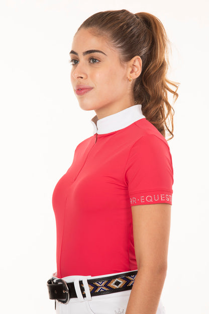 Equestrian Shirt Round Collar Crystal Lychee