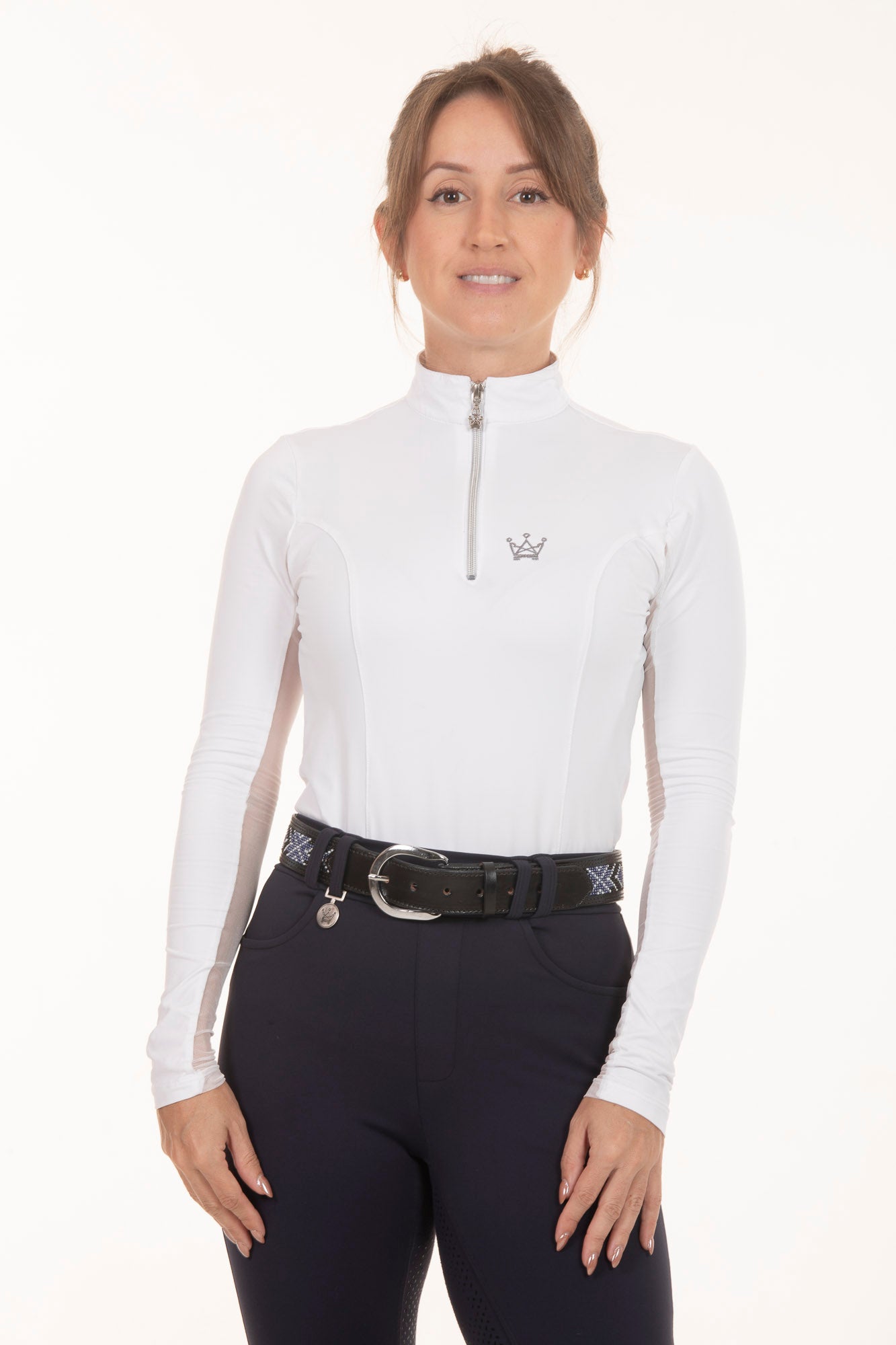 White Tulle Long Sleeve Equestrian Shirt