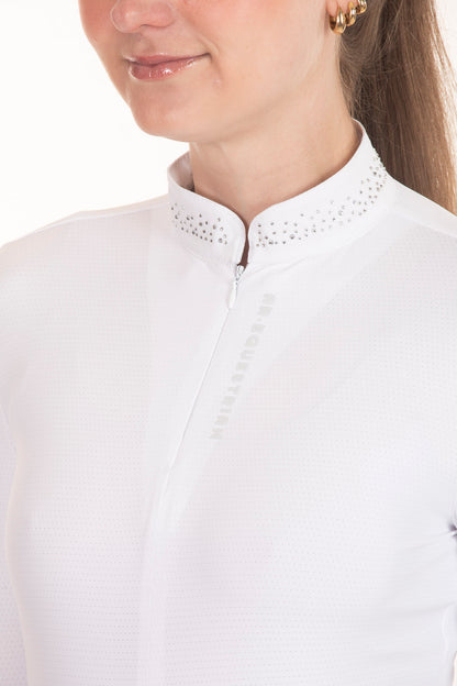 Camisa Hipismo Gola Redonda Fresh Cristal Manga Longa Branca
