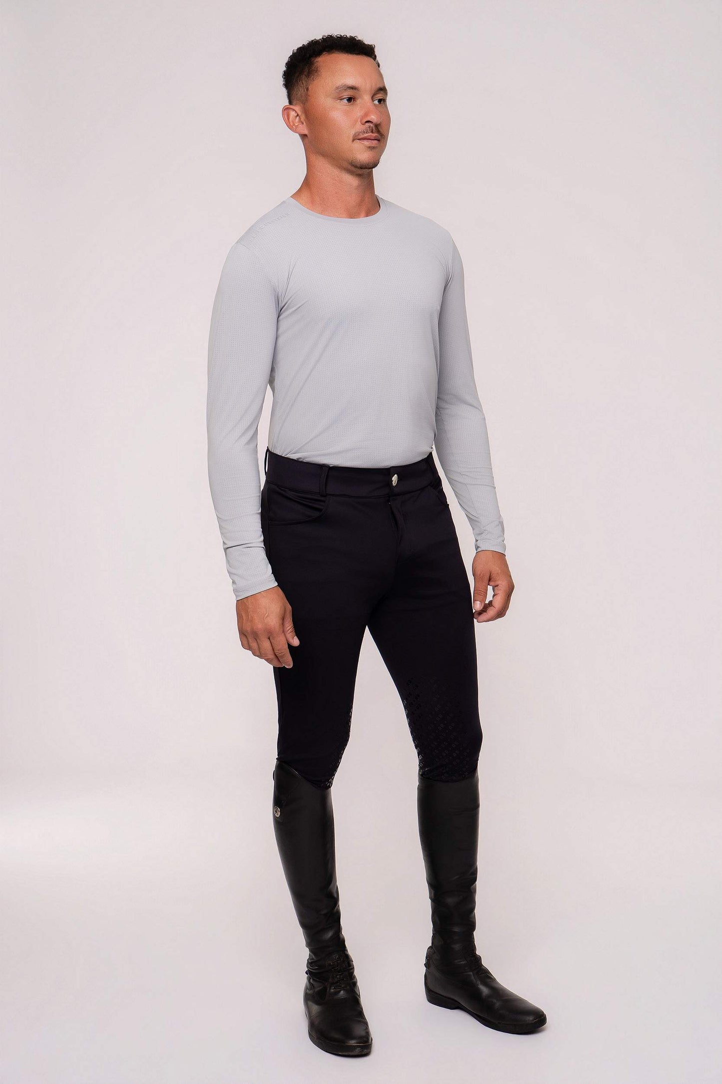 Camiseta Hipismo Masculina Manga Longa Platina
