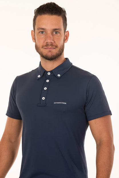 Men's Equestrian Training Polo Shirt Navy Blue