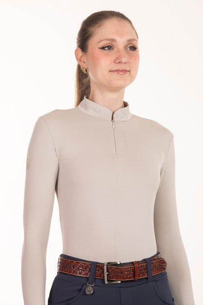 Black Crystal Round Neck Equestrian Shirt