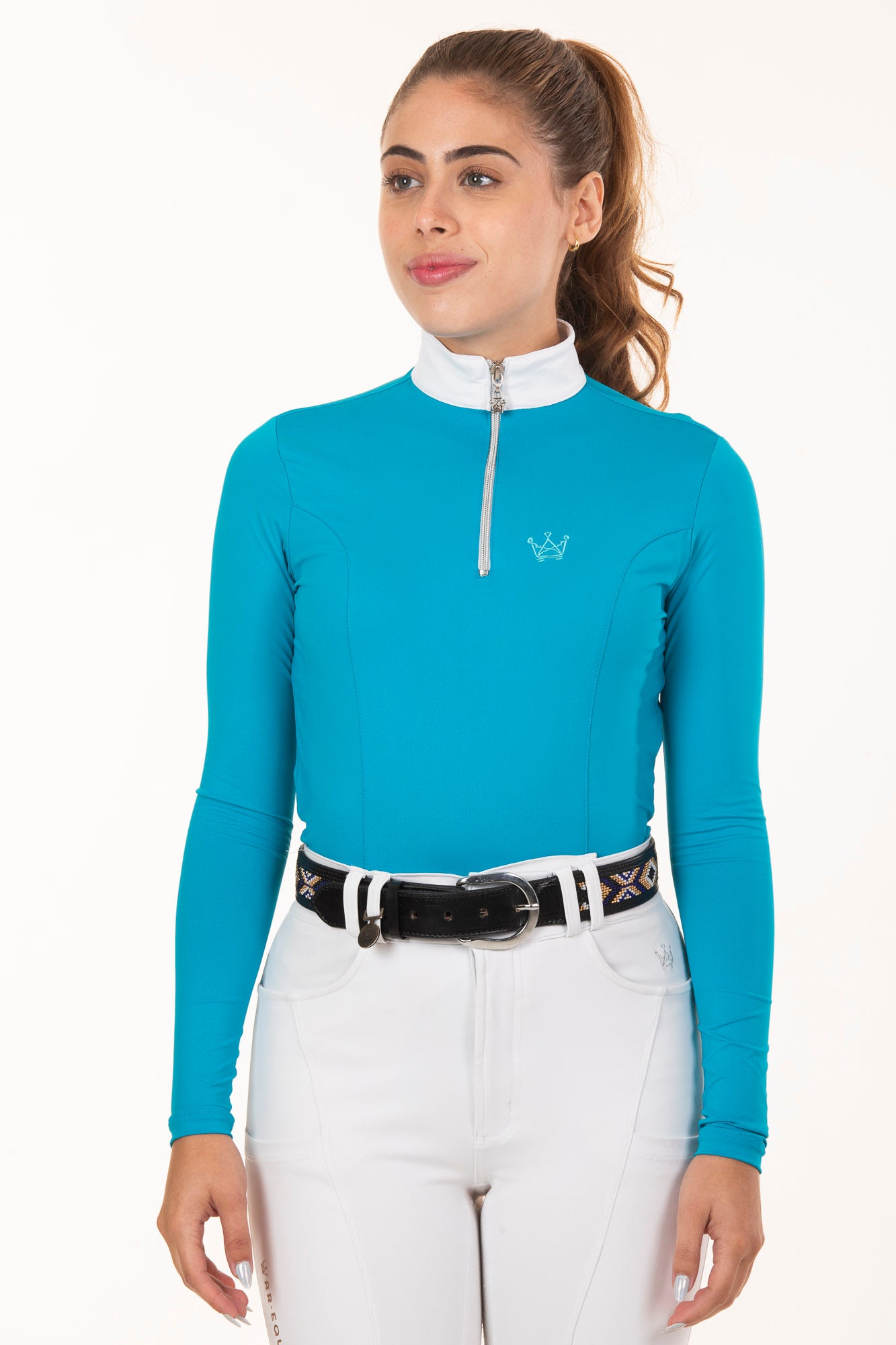 Turquoise Long Sleeve Equestrian Shirt