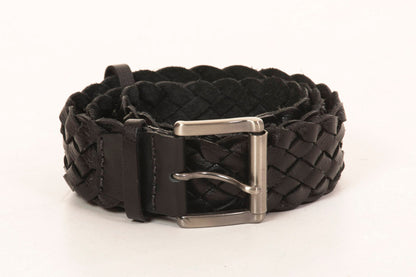 Black Braided Leather Equestrian Belt