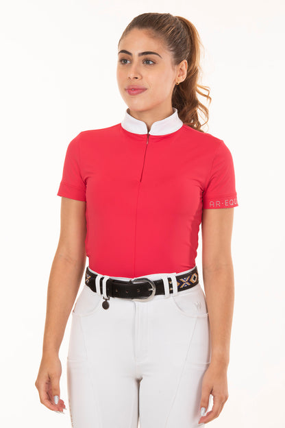 Equestrian Shirt Round Collar Crystal Lychee