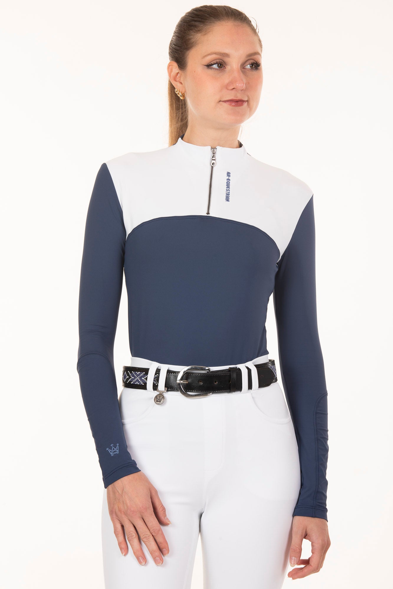 New Navy and White Panel Equestrian Shirt