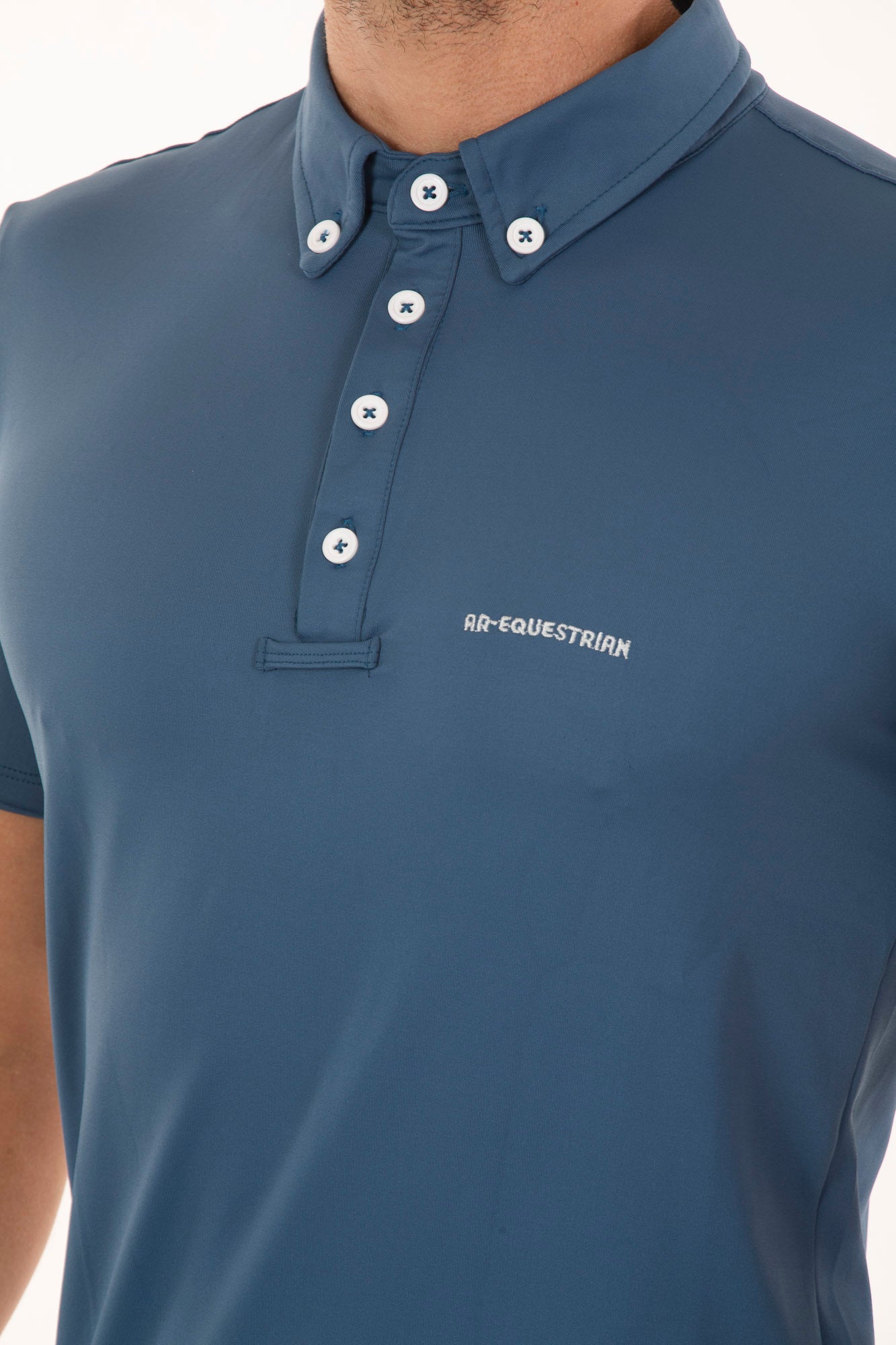 Camisa Polo Treino Hipismo Masculina Azul Lua