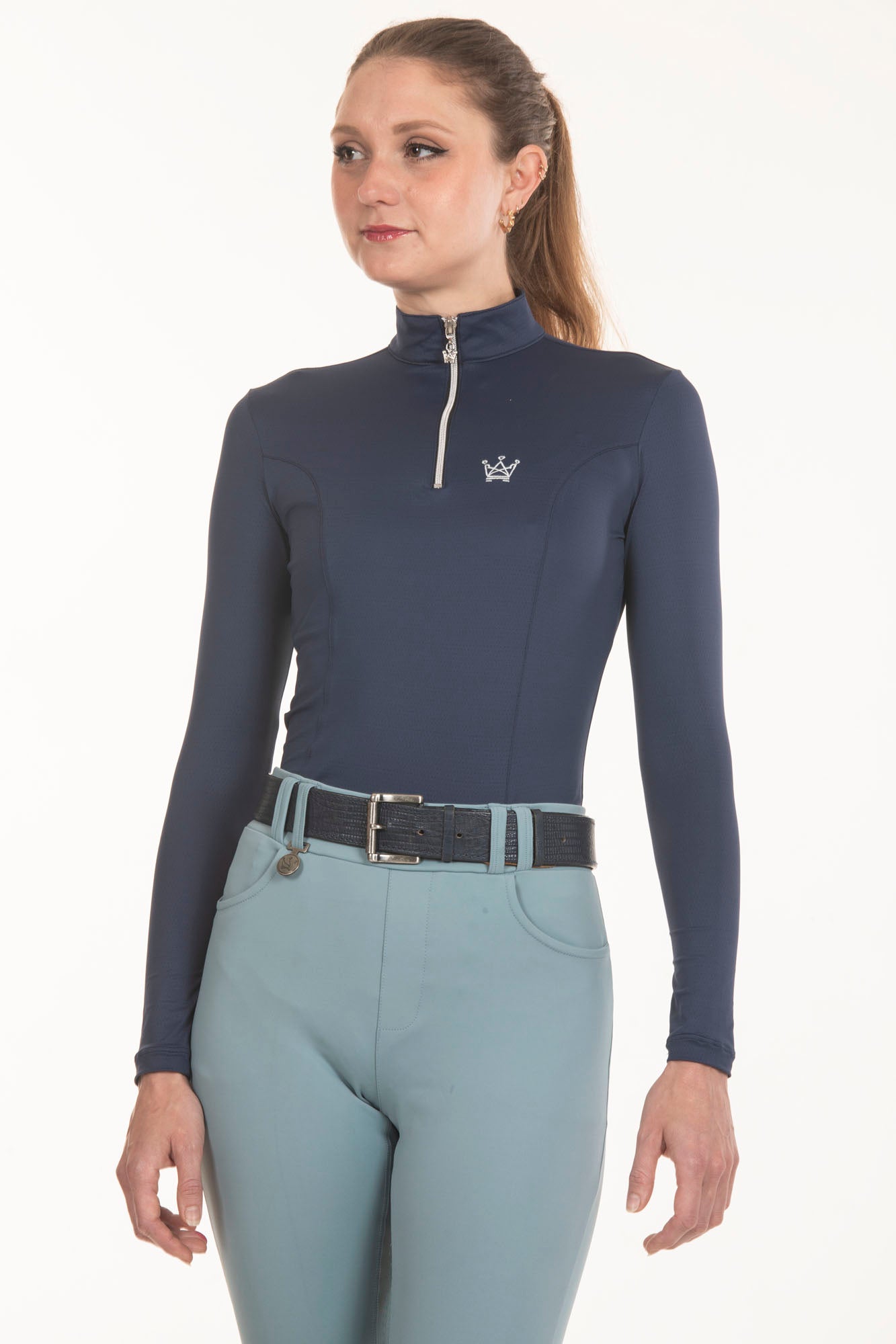 Fresh Long Sleeve Equestrian Shirt Navy Blue