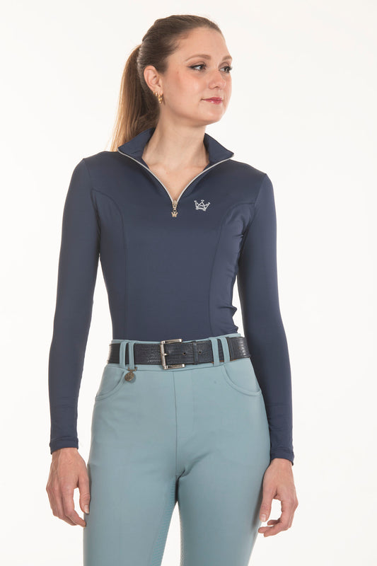 Fresh Long Sleeve Equestrian Shirt Navy Blue