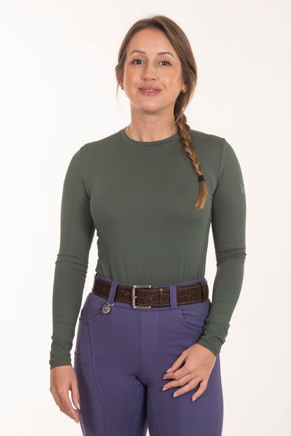 Camiseta Básica Hipismo Fresh Manga Longa Verde Cacto
