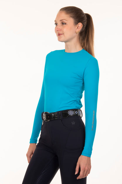 Turquoise Long Sleeve Equestrian Basic T-Shirt