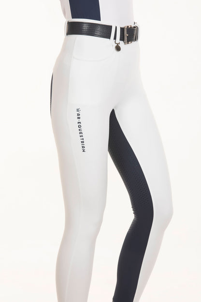 Equestrian Breeches in Two-Tone White and Navy Blue Leggings