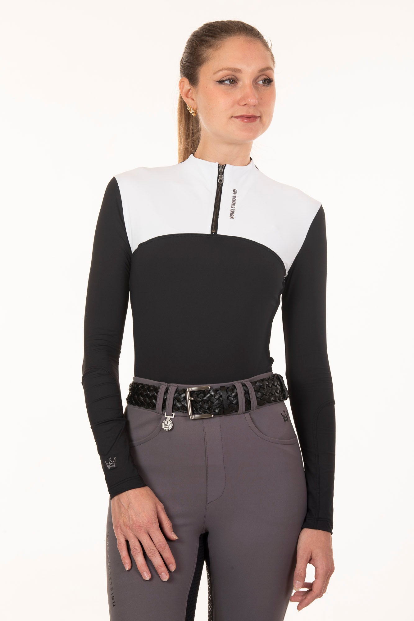 New Black and White Panel Equestrian Shirt