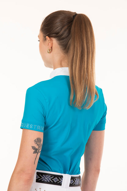 Turquoise Crystal Round Neck Equestrian Shirt