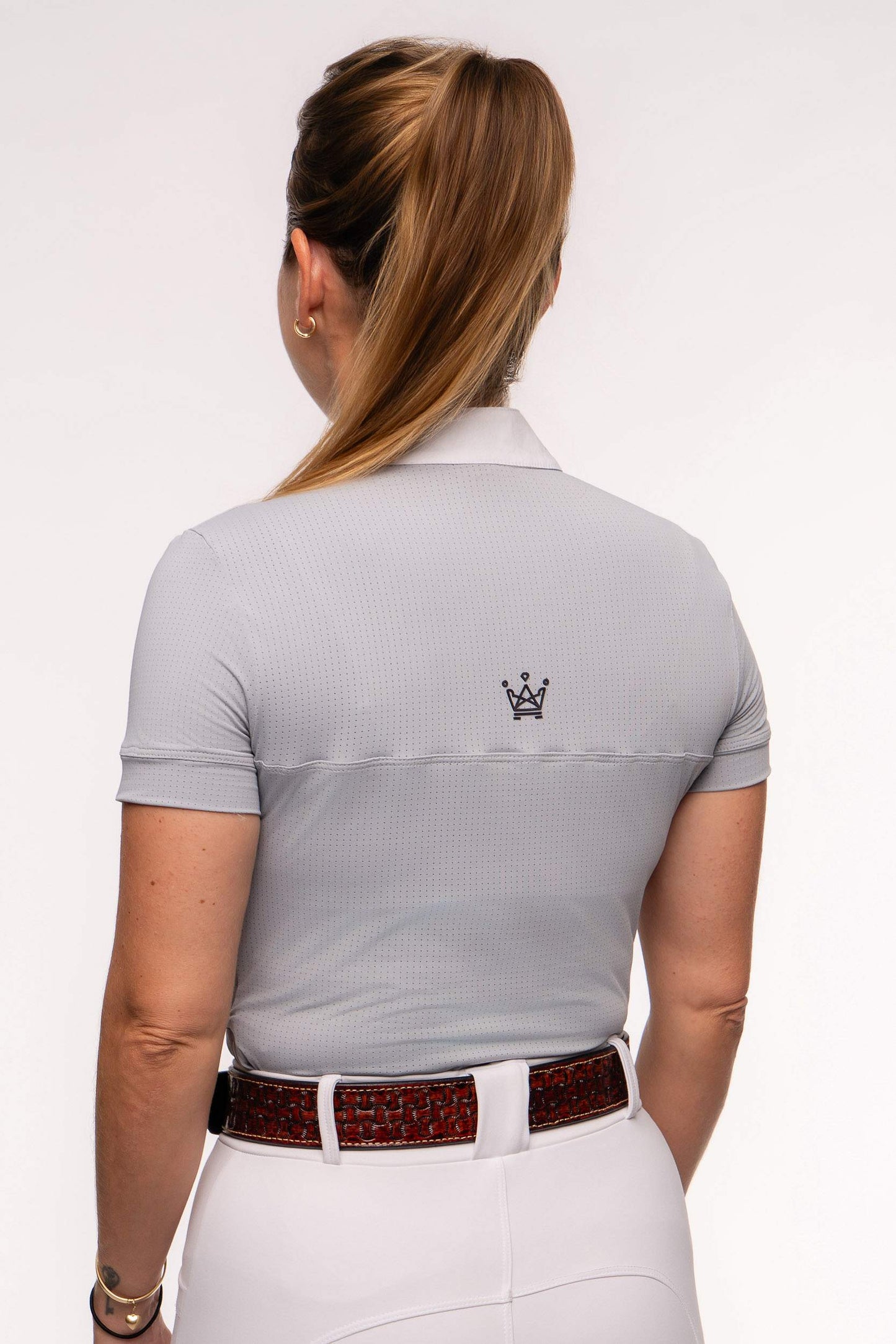 Camisa Hipismo Gola Redonda Painel Manga Curta Platina Prova