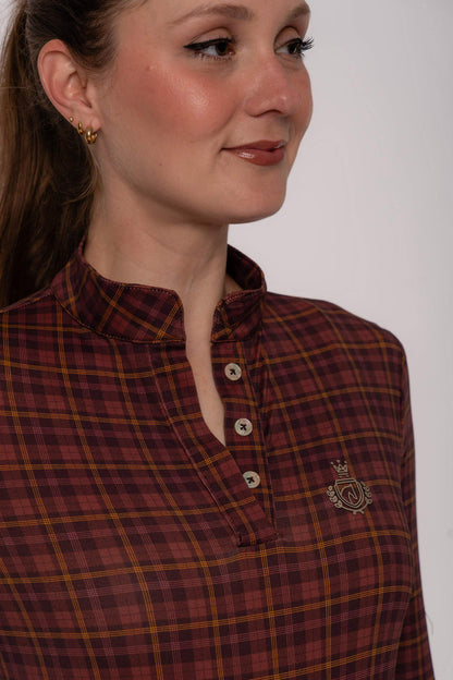 Camisa Hipismo Clássica Brasão Manga Longa Vichy