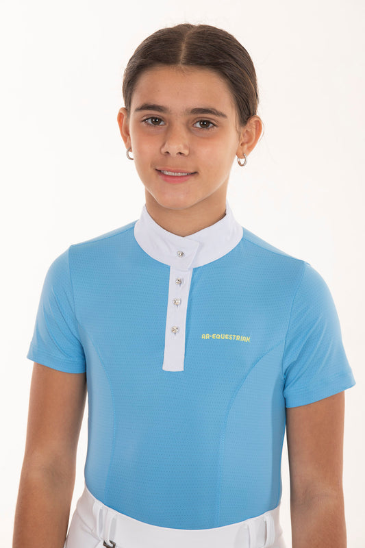 Fresh Crystal Sky Blue Children's Equestrian Shirt