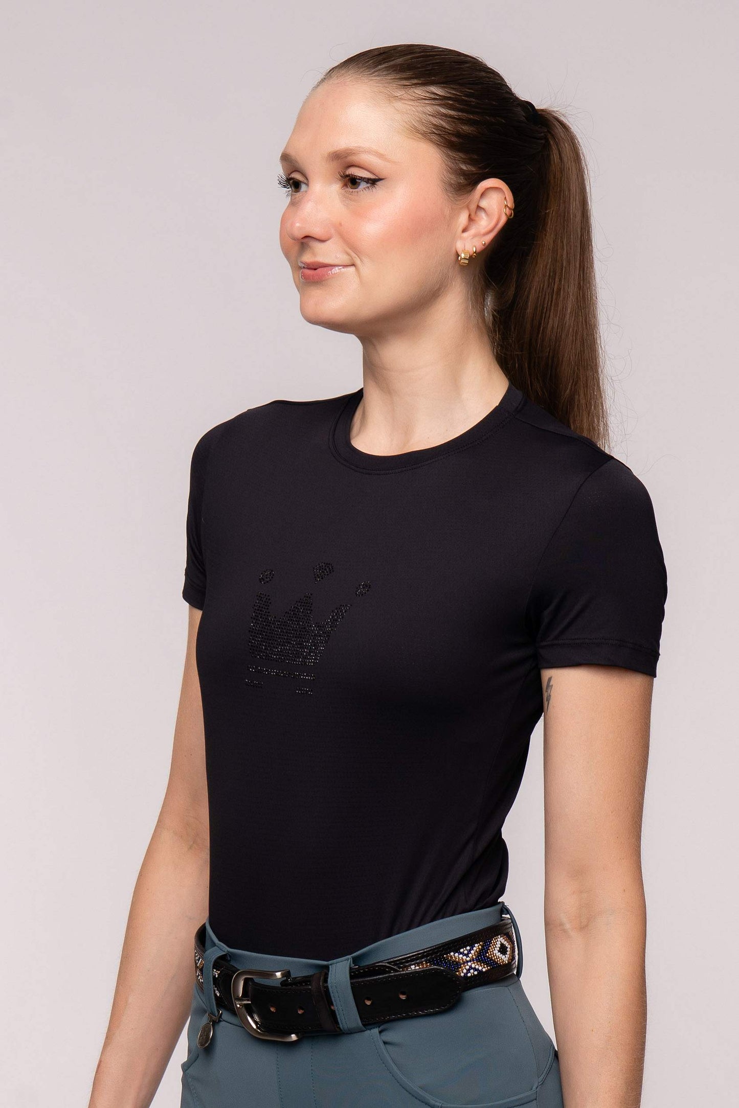Camiseta Básica Hipismo Fresh Cristal Manga Curta Preta