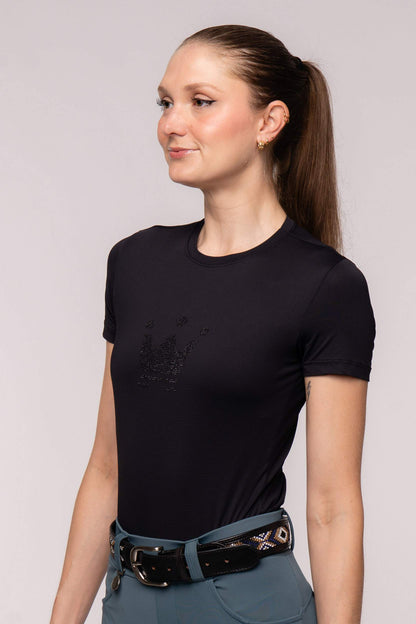Camiseta Básica Hipismo Fresh Cristal Manga Curta Preta