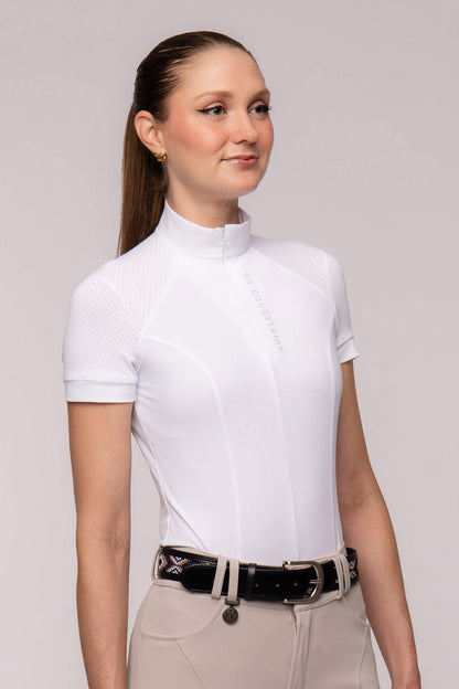 Camisa Hipismo Raglan Cristal Manga Curta Branca