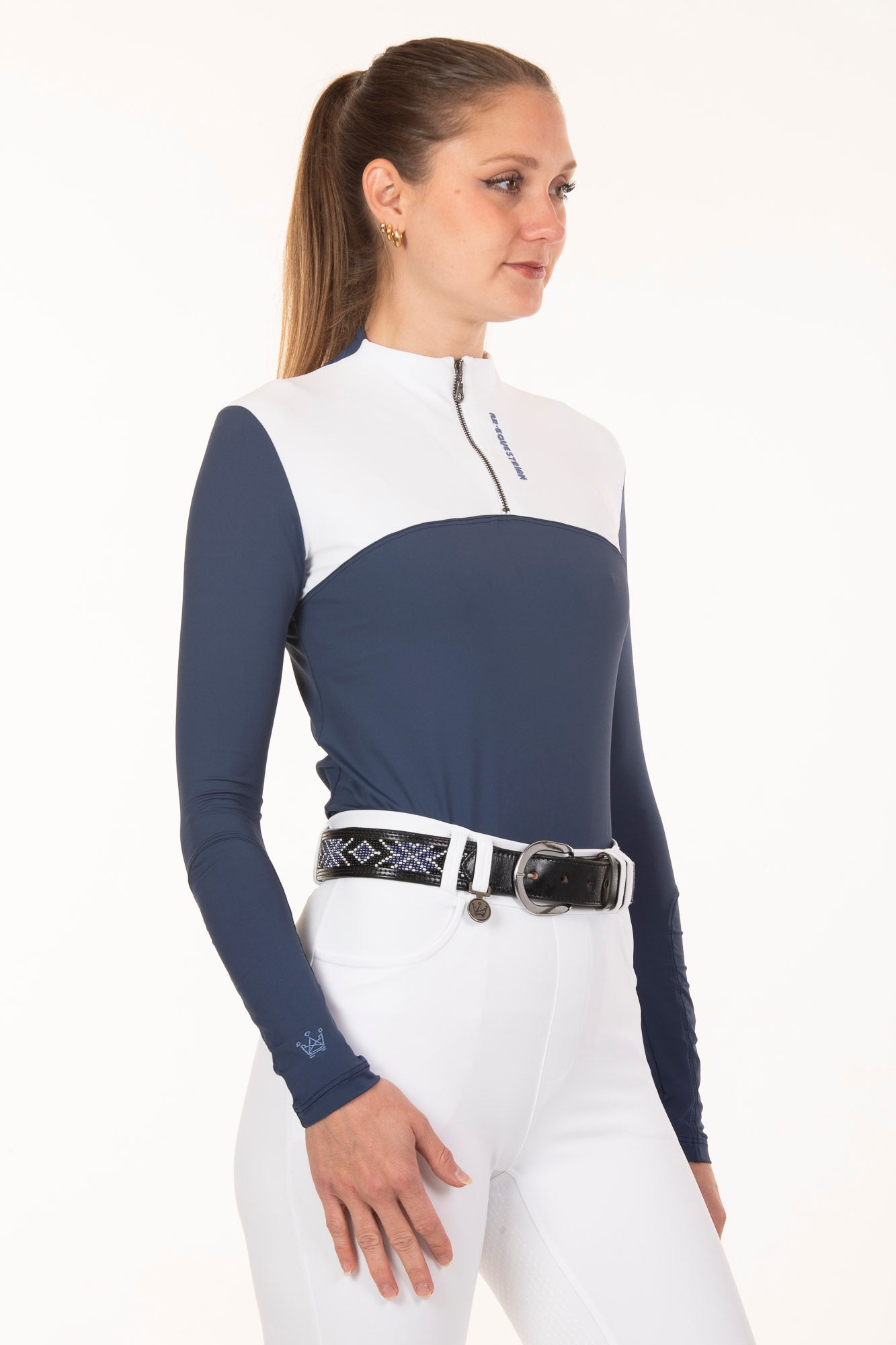 New Navy and White Panel Equestrian Shirt