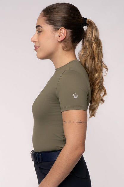 Camiseta Básica Hipismo Manga Curta Oliva