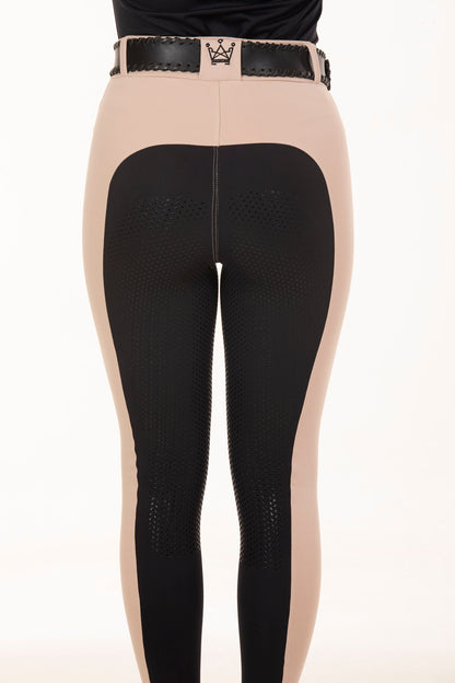 Culote Hipismo Legging Bicolor Bege e Preto