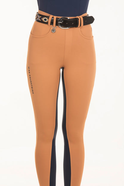 Equestrian Breeches Two-Tone Leggings Caramel and Navy