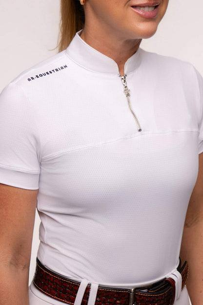 Camisa Hipismo Gola Redonda Painel Manga Curta Branca