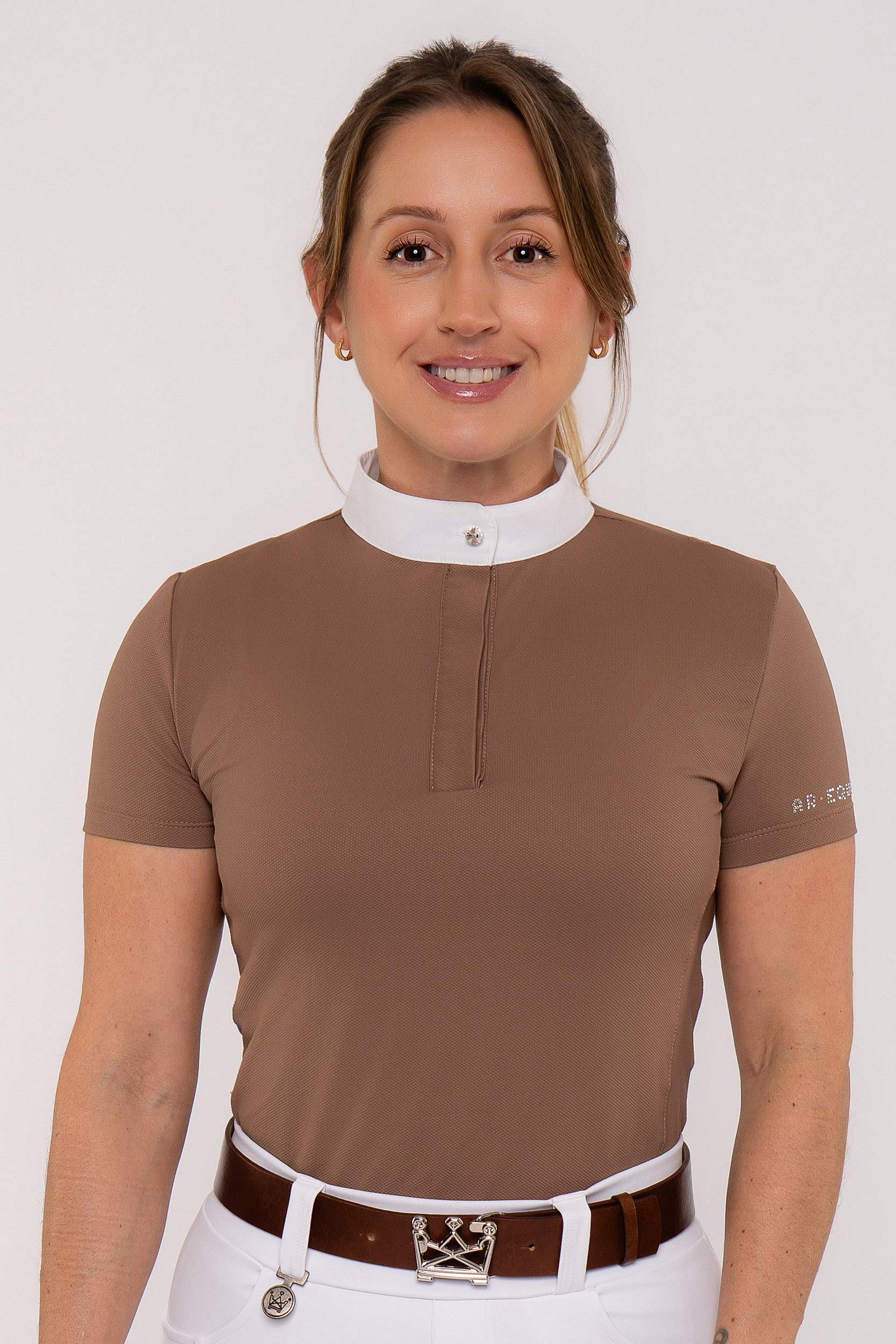 Camisa Hipismo Clássica Cristal Manga Curta Cappuccino Prova