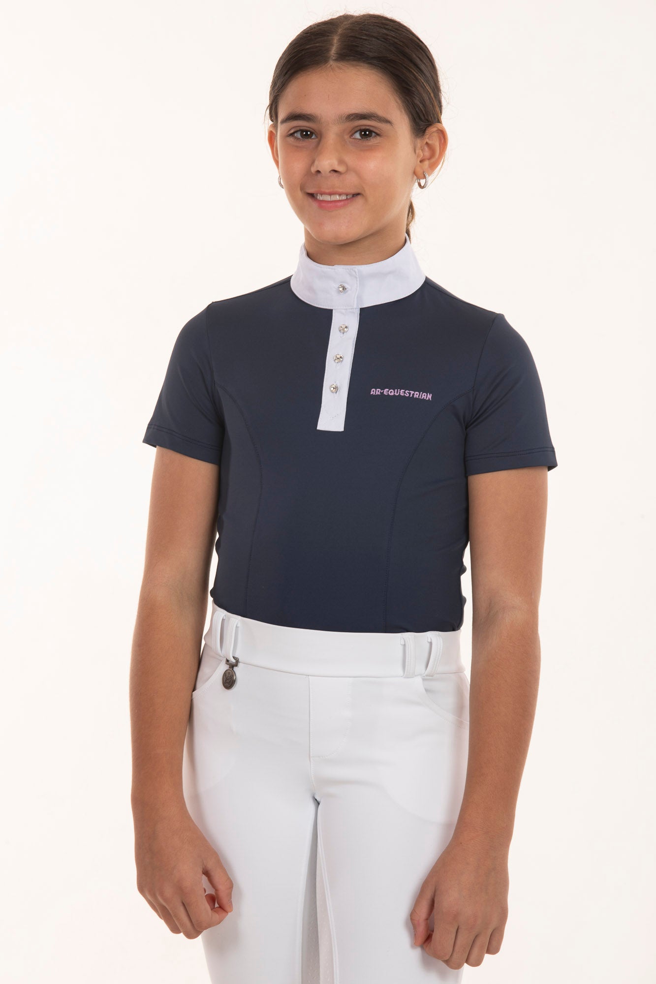 Navy Blue Crystal Equestrian Shirt for Kids