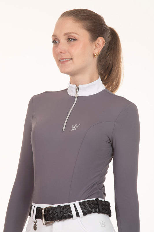 Silver Long Sleeve Equestrian Shirt